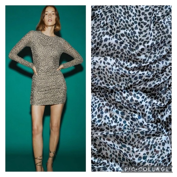 Reformation Leopard Sheer Sleeves Tomas Long Sleeve Mini Dress Sz XS - Picture 1 of 7